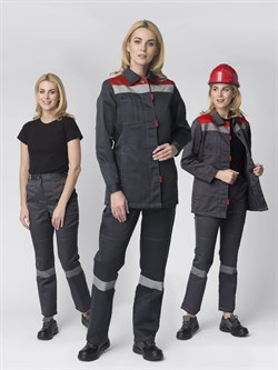 Костюм женский Весна-1 СОП CH (тк.Смесовая,210) брюки, т.серый/красный - фото 93858