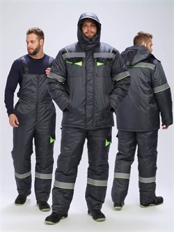 Костюм зимний Ховард (тк.OxLine) п/к, т.серый/черный/лимонный - фото 93878