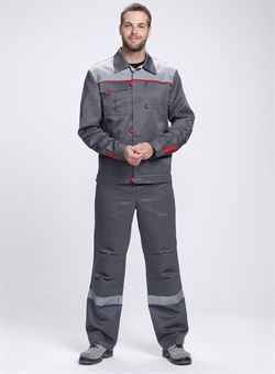 Костюм Фаворит-2 СОП усиленный IMP (тк.Смесовая,210) п/к, т.серый/серый/красный - фото 94238