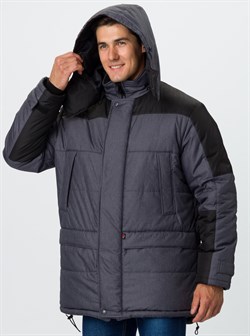 Куртка зимняя Премиум (тк.Мембрана), т.серый меланж/черный - фото 94242