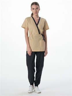 Костюм женский Симпл-001 (тк.Смесовая,120) MedLine, черный/бежевый - фото 94290