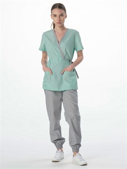 Костюм женский Симпл-001 (тк.Смесовая,120) MedLine, серый/мятный-74 - фото 94318