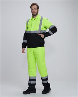 Костюм для дорожника с укороченной курткой (тк.Смесовая,210) п/к, лимонный/черный - фото 94320