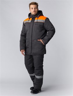 Костюм зимний Партнер NEW (Смесовая, 210) п/к, темно-серый/оранжевый - фото 94324