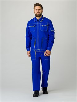 Костюм Лидер (тк.Саржа,250) брюки, васильковый/желтый - фото 94331