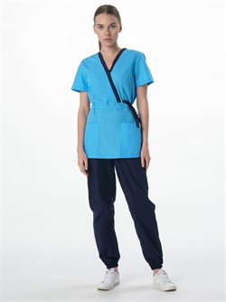 Костюм женский Симпл-001 (тк.Смесовая,120) MedLine, т.синий/голубой - фото 94344
