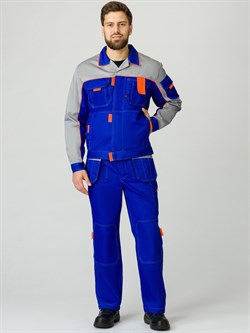 Костюм Союз-Профессионал-2 (тк.Балтекс,240) п/к, васильковый/св.серый/оранжевый - фото 94351