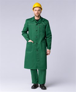Халат мужской для ИТР (тк.Смесовая,210), зеленый - фото 94362
