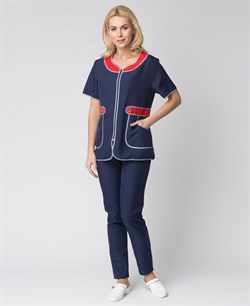 Костюм женский Модница (тк.Габардин), т.синий/красный - фото 94371