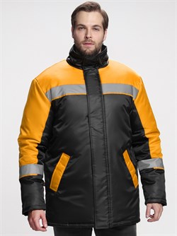 Куртка зимняя Стандарт (Оксфорд), черный/оранжевый - фото 94401