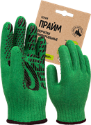 Перчатки трикотажные с ПВХ Прайм, зеленый, (Пер 044Я), картонный ярлык