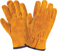 Перчатки ДРАЙВЕР, (0220), спилок, без подкладки, резинка для удерживания, кант