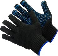 Перчатки х/б с ПВХ ПРЕМИУМ, 72 гр, черные, арт 201