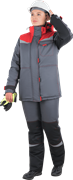 Костюм КМ-10 ЛЮКС зимний, серый-черный-красный, женский