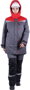 Костюм КМ-10 ЛЮКС зимний 3-4 класс, серый-красный-черный, женский