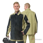 Костюм сварщика черный/бежевый со спилком площадью покрытия 2,3 м? (куртка и брюки)