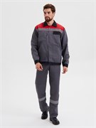 Костюм "Корпус" (куртка+п/к) тк. смесовая 65/35, пл. 240 г/м2, цв. т.серый/черный/красный