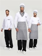 Костюм повара Шефирон (тк.Смесовая,120), белый/черный/принт-клетка