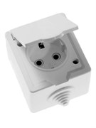 Розетка для открытой проводки, брызгозащищенная, одинарная, с/з, 16А, IP44, с/з, белая , (шт.)
