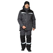 Костюм мужской утепленный Профессионал 2 Ультра темно-серый/черный (куртка и полукомбинезон)