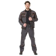 Костюм мужской Бренд 1 серый/черный универсальный (куртка и брюки)