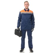 Костюм мужской Коммунальщик синий/оранжевый (куртка и полукомбинезон)