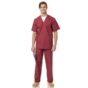 Костюм медицинский мужской Хирург бордовый (блузон и брюки)