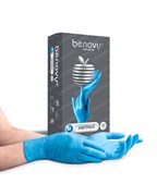 Перчатки одноразовые Benovy нитриловые голубые текст. на пальцах (цена за 50 пар) (х1х10уп.)