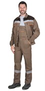 Костюм СИРИУС-МАСТЕР летний: куртка, полукомбинезон, кофейный с тёмно-коричневой отделкой