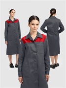 Халат женский Лигор (тк.Смесовая,210), т.серый/красный