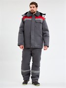 Костюм зимний Труженик-Ультра-1 СОП  (тк.Смесовая,210) брюки, т.серый/красный