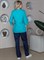 Костюм женский Спринт (тк.ТиСи), бирюзовый/т.синий - фото 100095
