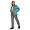 Костюм женский Бренд 1 2020 с удлиненной курткой серый/бирюза - фото 55914