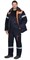 Костюм мужской зимний «СИРИУС-ЛИДЕР М» куртка и полукомбинезон, синий с оранжевым, мех. воротник,СОП - фото 61807